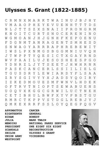 Ulysses S Grant Word Search