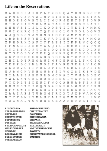 Life on the Reservations Word Search