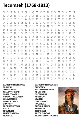 Tecumseh Word Search