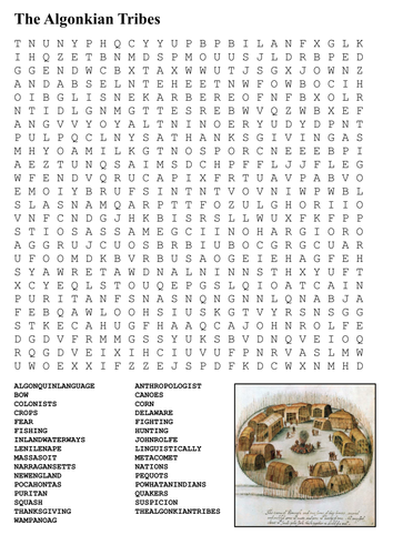 The Algonkian Tribes Word Search