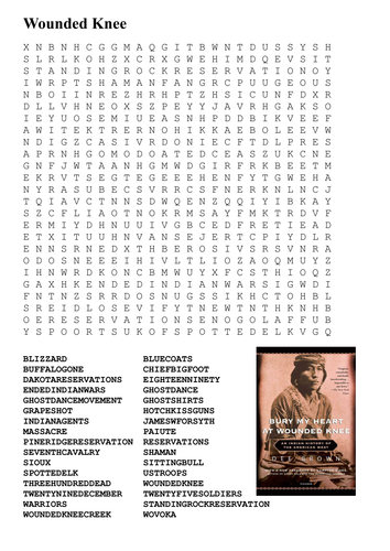 Wounded Knee Native American Word Search