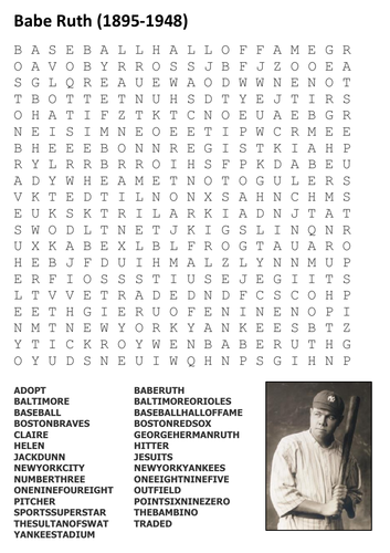 Babe Ruth Word Search