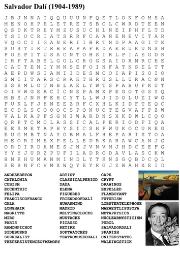 Salvador Dali Word Search