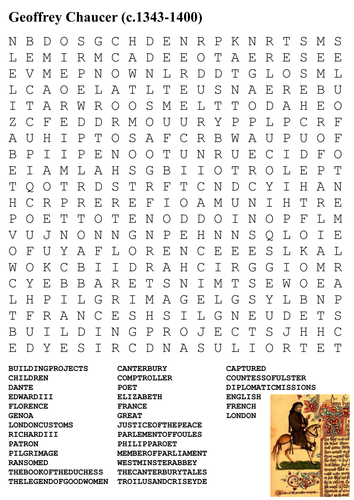 Geoffrey Chaucer Word Search