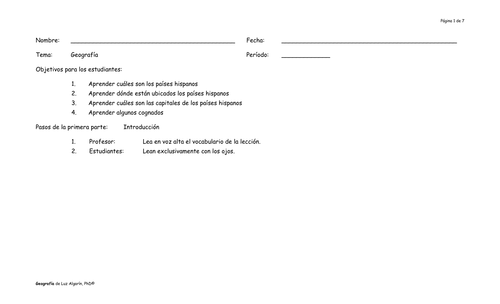 Organizadores cognitivos: Geografía-Países hispanos y sus capitales