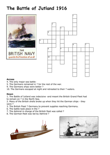 The Battle of Jutland World War One Crossword