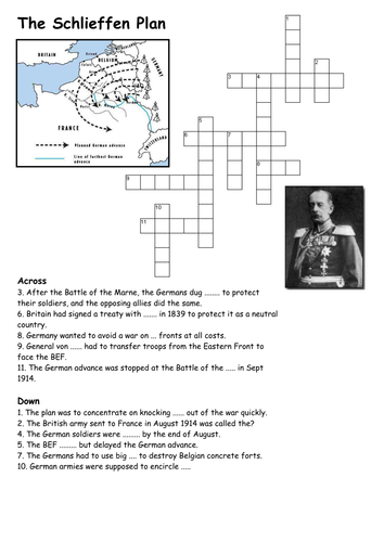 The Schlieffen Plan World War One Crossword