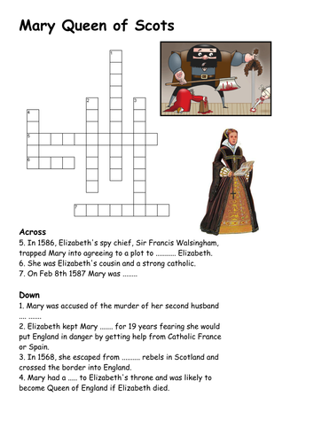 Mary Queen of Scots Crossword Teaching Resources