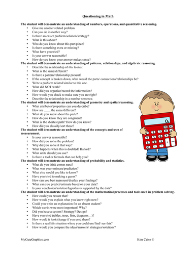 Question Strategies for Math and Reading/Bloom's