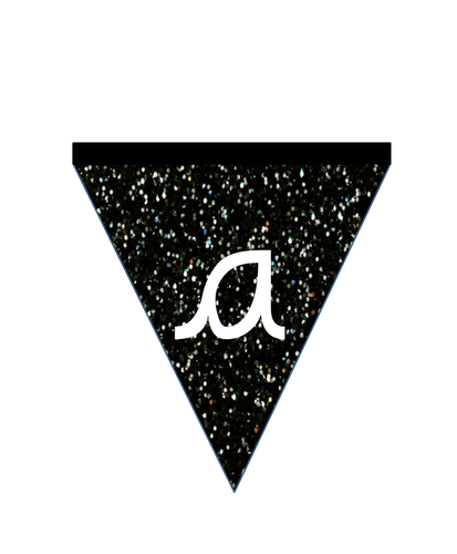 Glittery cursive alphabet bunting for display