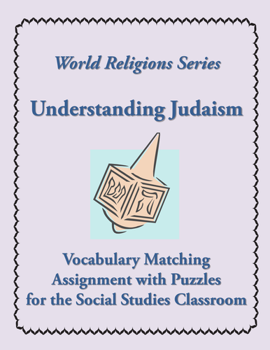 Judaism Introductory Vocabulary Matching Assignment/Quiz + 4 Puzzles