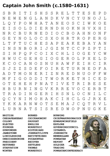 Captain John Smith (Jamestown) Word Search