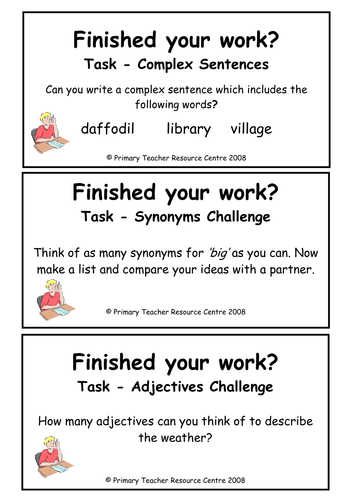 Early Finishers Activity Cards
