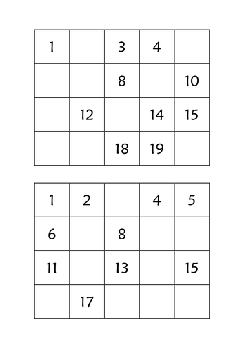 Numeracy Bingo Cards