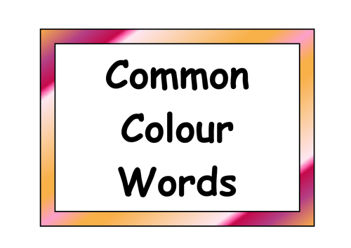 Common Colour Vocabulary Cards