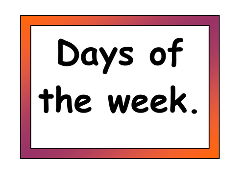 Days of the Week Vocabulary Cards