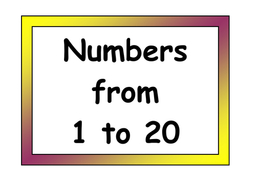 Numbers 1 to 20 Vocabulary Cards