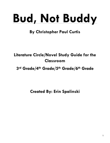Bud, Not Buddy Literature Circle/Novel Study Guide