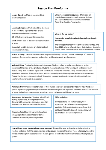 Conservation of Mass Lab - project-based lesson plan and resources