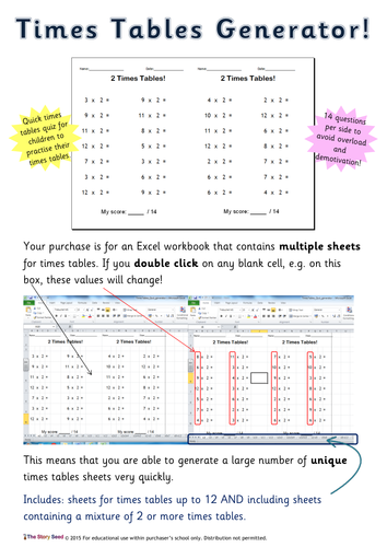 Times Tables Quiz / Practise sheets 
