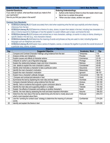 Bud, Not Buddy Novel Unit