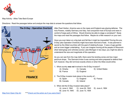 Map Activity:  World War II (D-Day & Operation Torch)