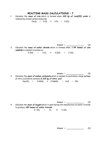 Chemistry: Reacting mass