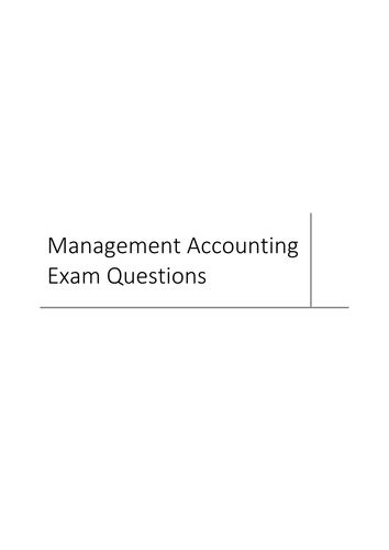 Introduction to Management Accounting Assessment