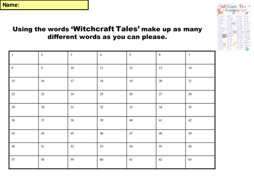 Key Words Game for Witchcraft in Tudor and Stuart England