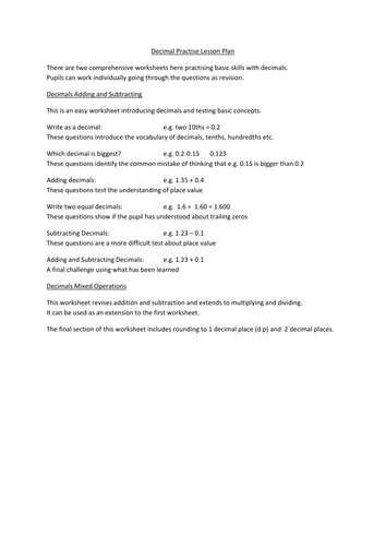 Decimals Practise