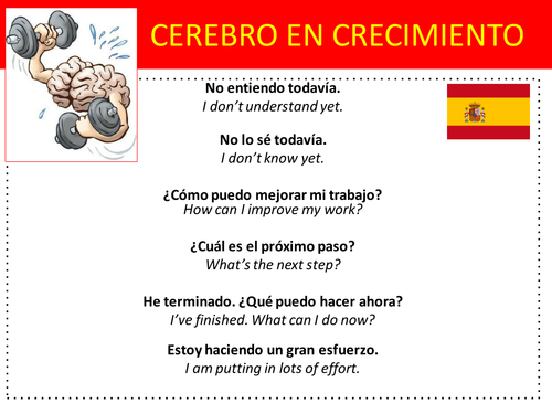 Growth Mindset Phrases in Spanish and French