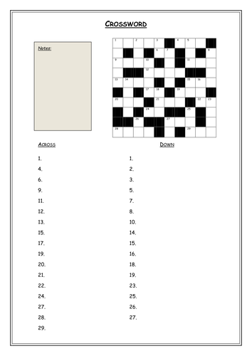 Negative Numbers Crossword