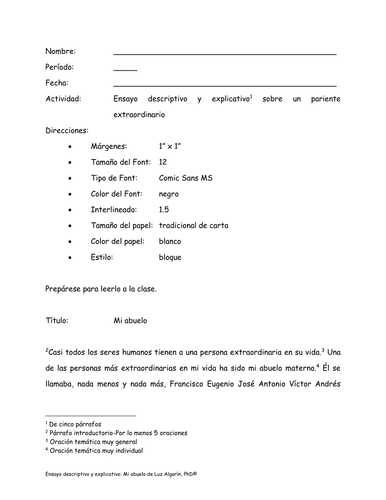 Ensayo: "Mi abuelo"