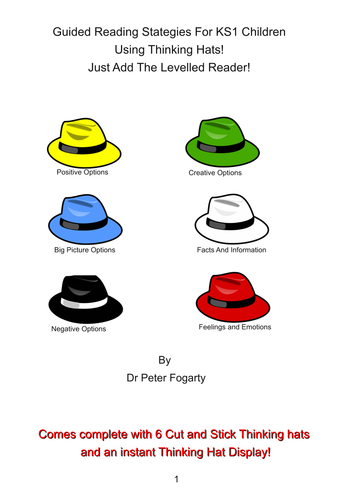 KS1 Guided Reading Thinking Hat Worksheets, Cut Out Hats And Thinking Hats Guided Reading Display