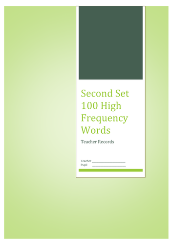 High Frequency Words - Assessment and Records