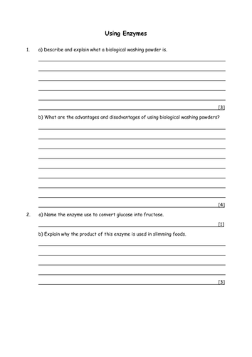 Biology: Using enzymes