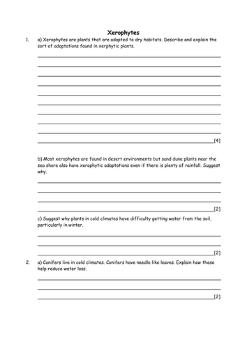 Biology: Plants adapted to dry habitats