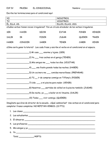 Conditional Verbs Quiz