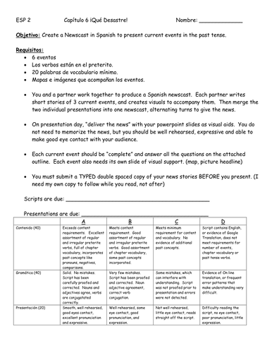 Noticiero Qué Desastre: Using Preterite Verbs to Narrate Current Events