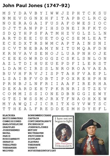 John Paul Jones Word Search