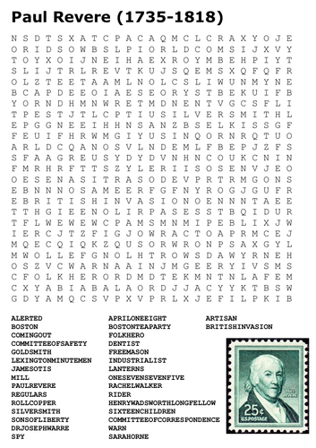 Paul Revere Word Search