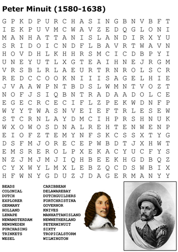 Peter Minuit Word Search