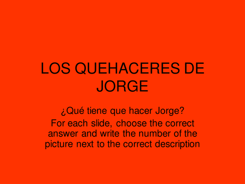 Los Quehaceres de Jorge Powerpoint and Activity