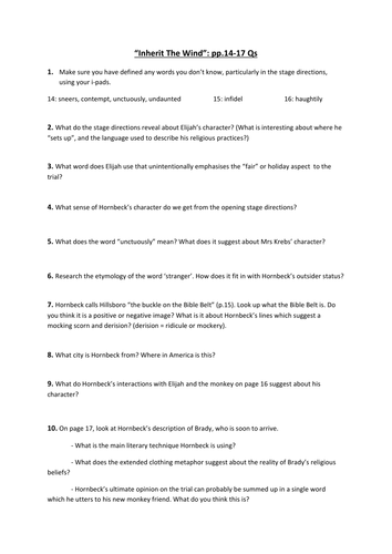 "Inherit The Wind" (Lawrence & Lee)