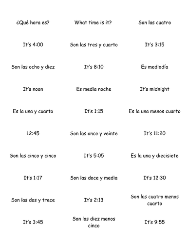 ¿Qué hora es?  Six rounds of puzzles for practice telling time