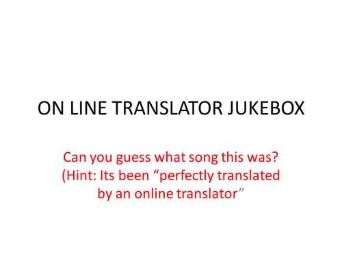 On Line Translator Jukebox Game