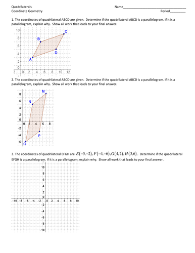 Quadrilaterals -- Coordinate Geometry