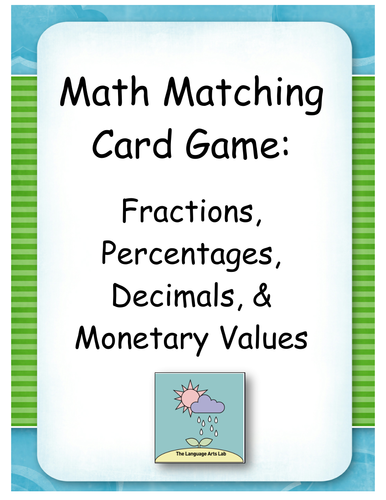 Maths Matching Game ~ Fractions, Decimals, Percentages & Money Values Conversion