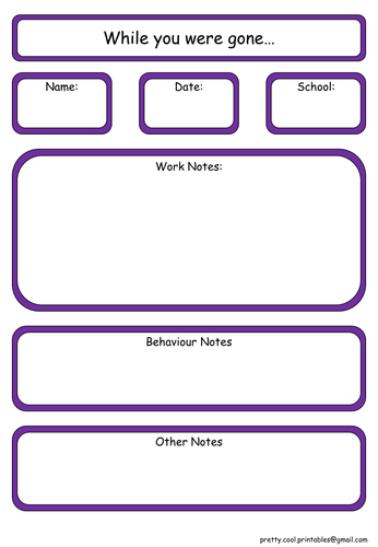 Supply Teacher Form While You Were Gone Handover Notes