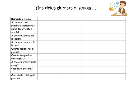 School daily routine (Italian)